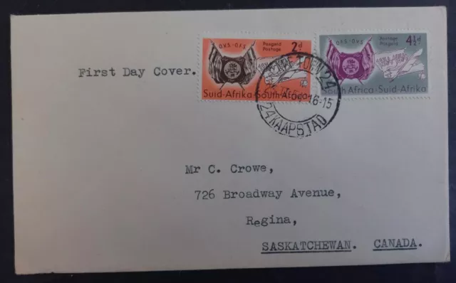 1954 South Africa Orange Free State FDC 2 stamps cd Cape Town