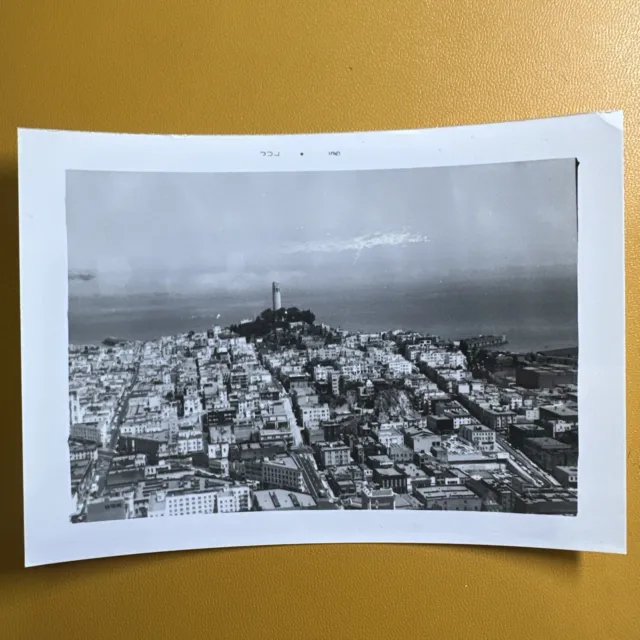 San Francisco CA VINTAGE PHOTO 1965 Downtown Coit Tower View ORIGINAL snapshot