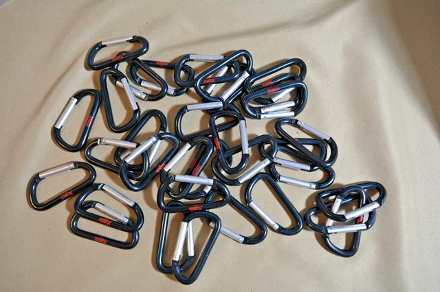 33 pc Aluminum Carabiner Key Chain Clips Hook  3" D Shape Spring Snap Lot-