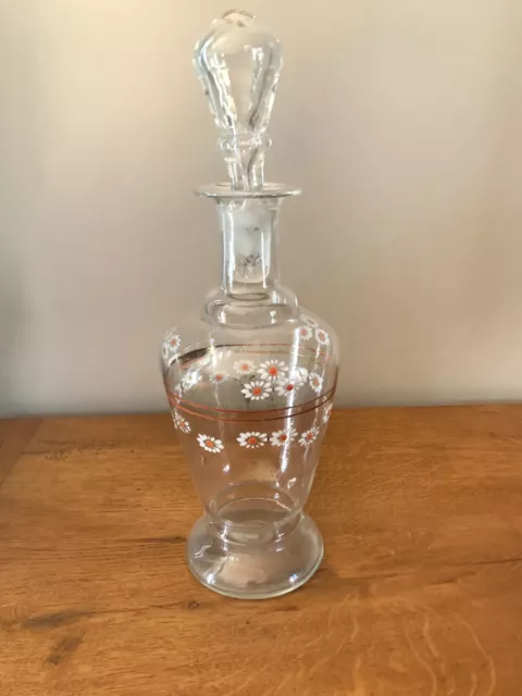 Grande carafe verre soufflé,émaillée,ancienne.