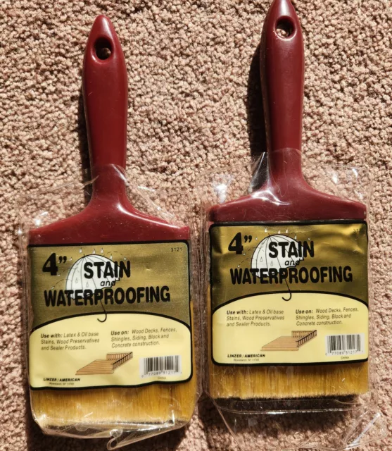 Polyester Staining and Waterproofing Brush 4 in. Set of 2. NEW. Linzer 3121