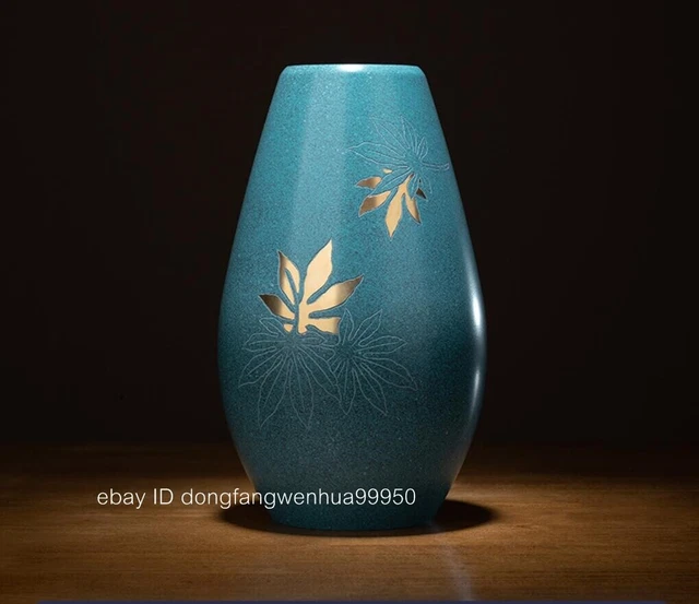 Pure Copper gold Famous Japan Takaoka Copperware Maple Leaf Pattern Pot Jar Vase