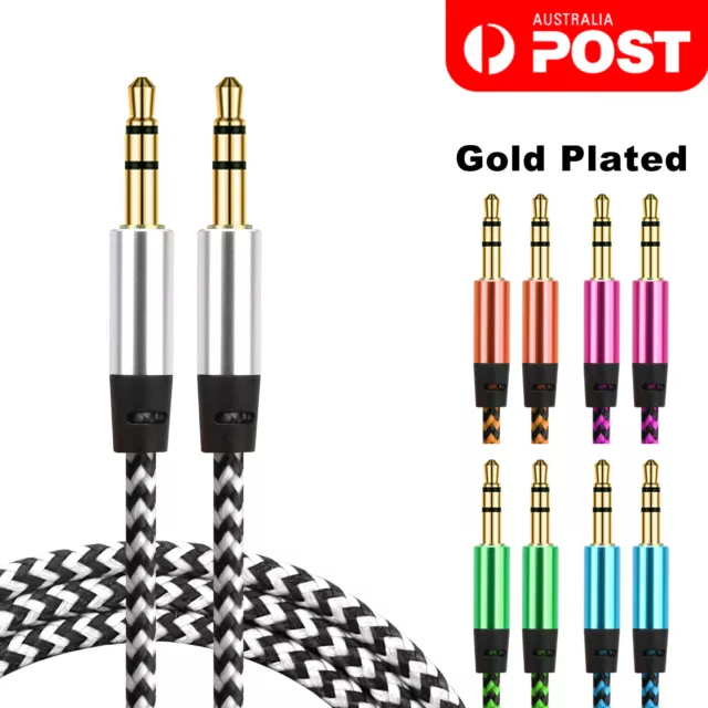 3.5mm Jack Audio Cable Male to Male AUX Cord for Car Phone - Braided Gold Plated