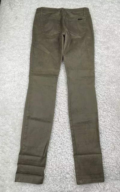 Joes Jeans Women 26x31 Green Denim Coated Mid Rise Skinny Leg Pants Stretch 3