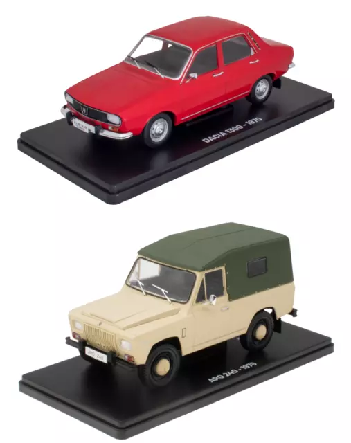 Lot de 3 Voitures Miniatures 1/24 Dacia 1300 + ARO 240 - ELC901+902