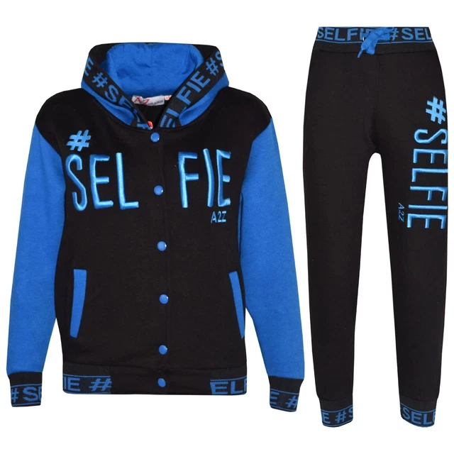 Bambini Ragazzi Ragazze Tuta # Selfie Ricamato Jogging Top Tuta Fondo 5-13 Anni