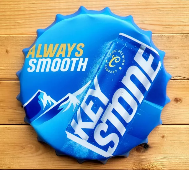 Keystone Light Beer Bottle Cap Round Metal Sign Man cave Bar Decor Beer Decor