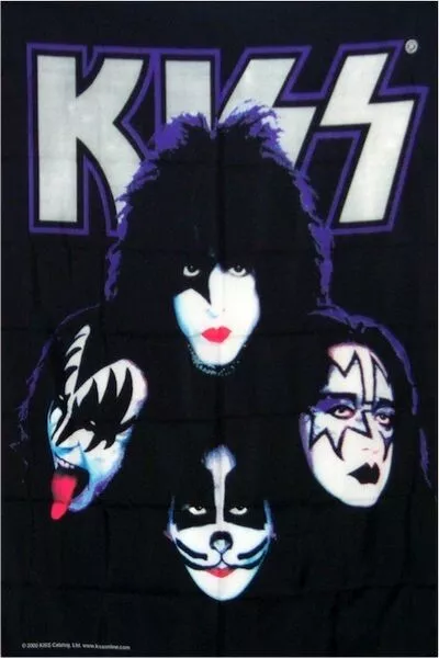 KISS Four Face Blacklight Banner 5x3 Ft Fabric Poster Album Cover Flag Banner