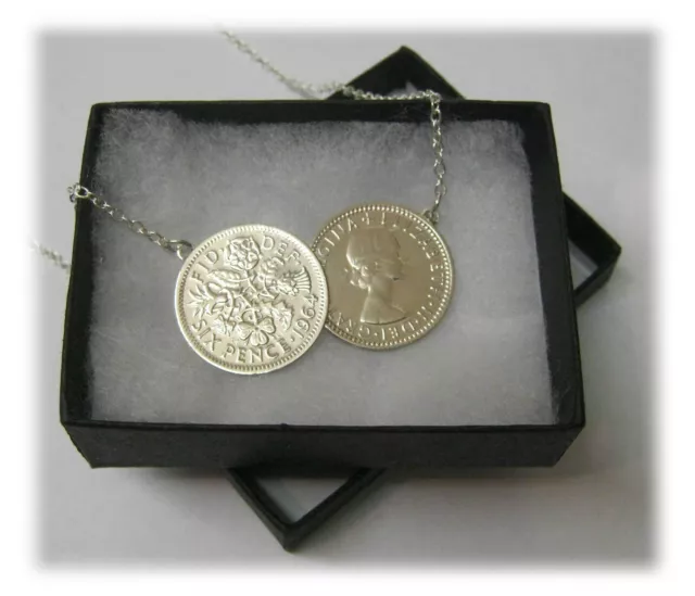 Pick Your Year Lucky Double Sixpence Coin Necklace Silver Chain NEW Birthday?