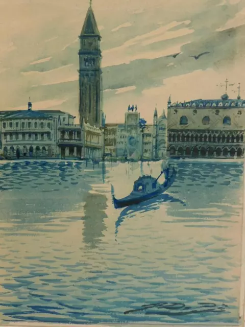really old PAINTING of Venice art deco signed
