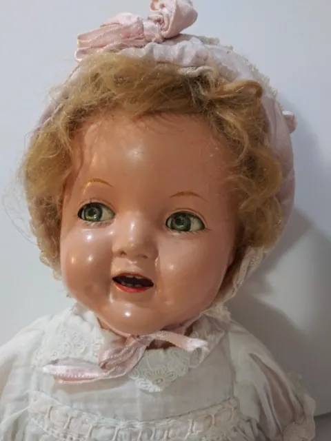 Vintage 1930s 16" Flirty Eyed Shirley Temple Baby Doll Composition/Cloth