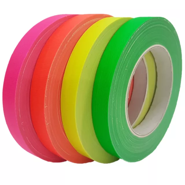 4 Farben Neon Gaffa Tape matt 19mm x 25m Gewebeband UV-Fluoreszierend Klebeband