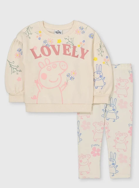 New TU Peppa Pig Cream Sweatshirt And Legging Set Age 4-5 Years 104-110cm