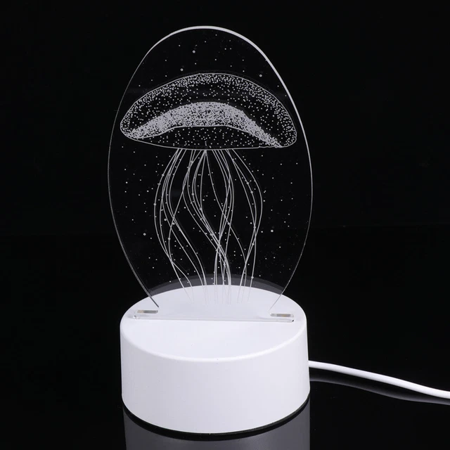 Lámpara de mesa LED de luz nocturna de medusas 3D luces decorativas USB para dormitorio niños R