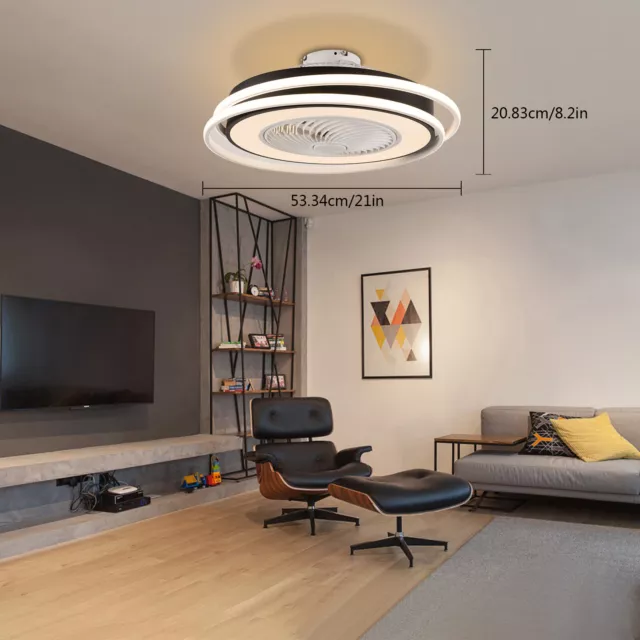 23 Inch Invisible Ceiling Fan Light Dimmable LED Chandelier Lamp Remote Control