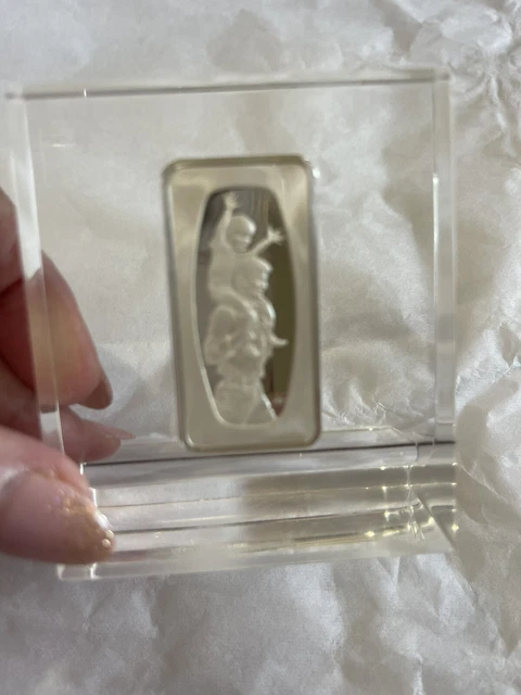 1978 Fathers Day Sterling Silver Bar Ingot Clear Lucite Display Franklin Mint