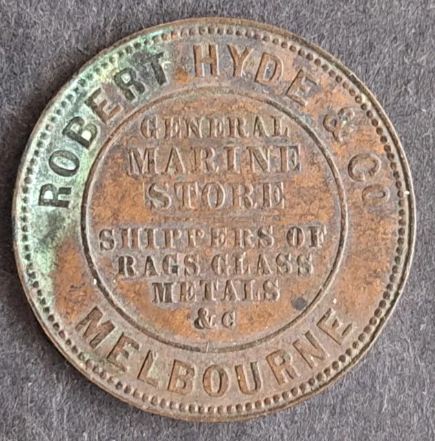 1857 Australia Robert Hyde Peace and Plenty Half Penny Copper token