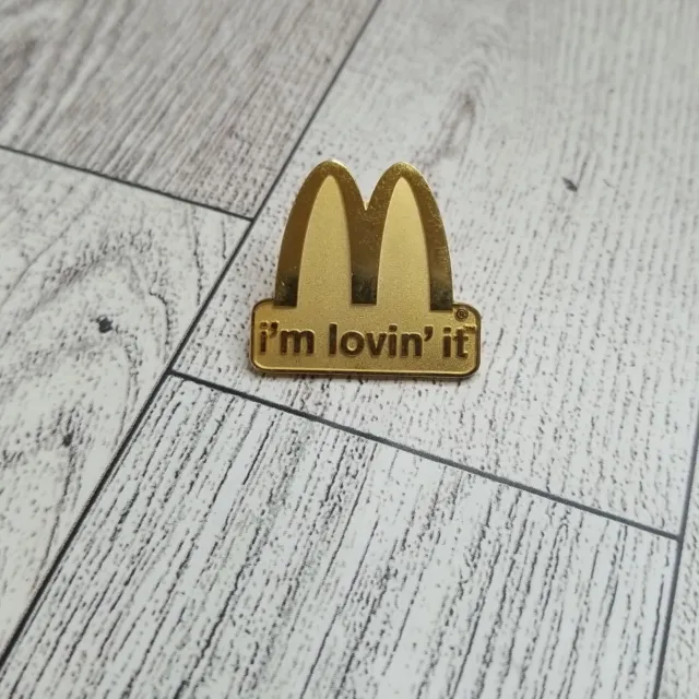 McDonald's Employee Gold Tone I'm Lovin' It Lapel Hat Pin Vintage Rare Scarce