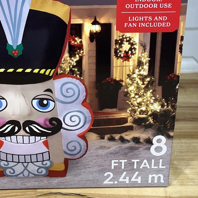 8 FOOT GIANT Nutcracker Face Blowup Inflatable Christmas Holiday Decor