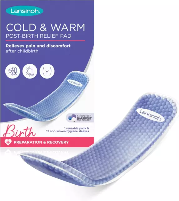 Lansinoh Cold & Warm Post-Birth Relief Reusable Freezer or Microwave Pads for Po