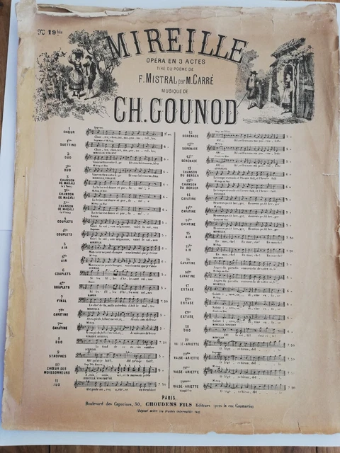 Charles Gounod Mireille Opera Partition En 3 Actes - Choudens Fils Editeur