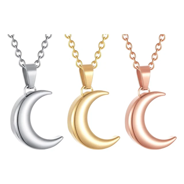 Urnen-Halskette Edelstahl Mondform für Asche Jubiläen Hochzeiten