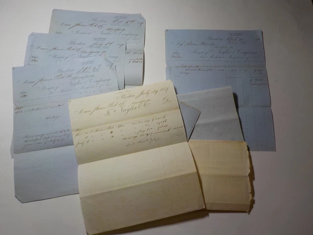 13 Antique Documents 1800s Boston Massachusetts Lot VTG Same Collection Papers N
