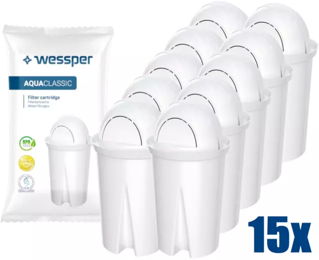 15x Wessper filtres a eau compatible avec Brita Dafi Classic cartouche filtrante