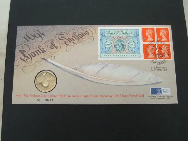 GB. Royal Mail  / Mint. 1994 Bank of England 300th Anniv.  £2 Pound  PNC Cover