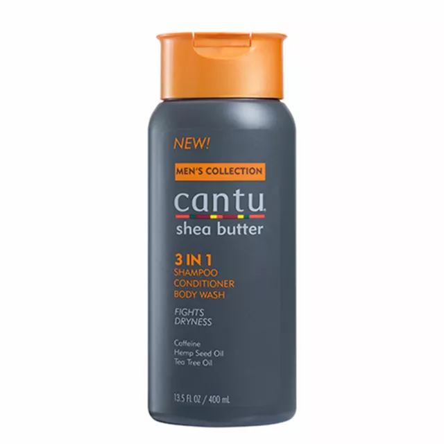 Cantu Beurre Karité Homme 3-in1 Shampooing, Après-shampoing et Corps Laver 400ml