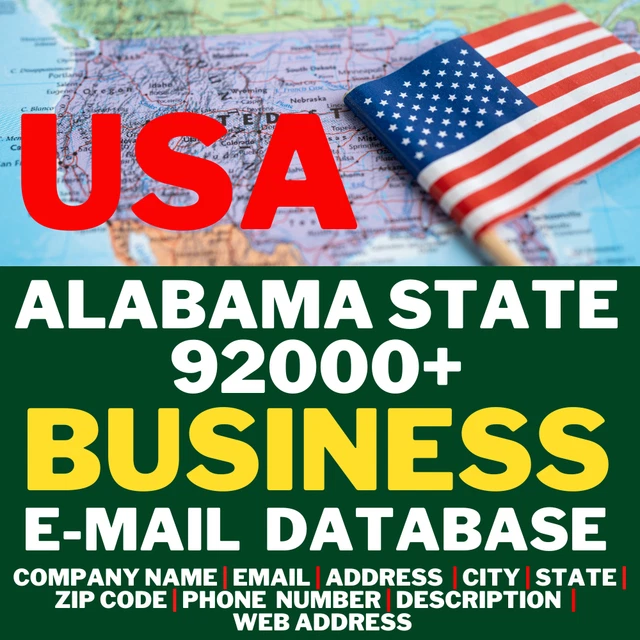 USA Alabama State Business Email Database, 92000+ USA AL State Email lists
