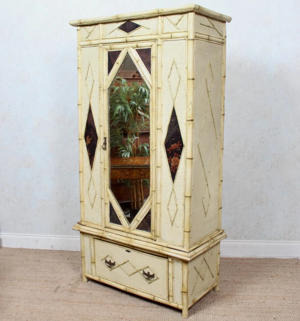 Antique Bamboo Wardrobe Aesthetic Movement Victorian 19th Century Anglo Japanese