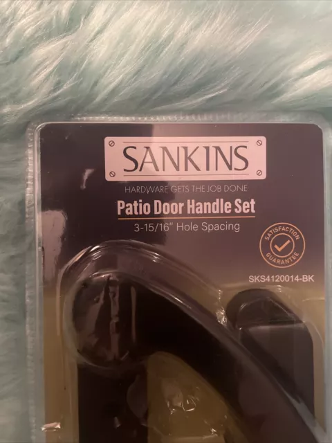 Sankins Sliding Patio Door Handle Set, Black, For 3-15/16" Hole Spacing 2