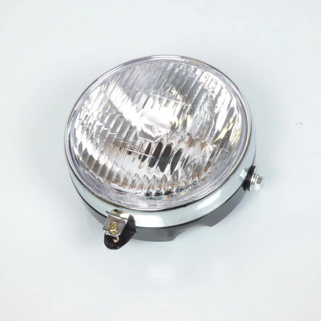 Optique phare avant rond noir cerclage chromé pour mobylette MBK 51