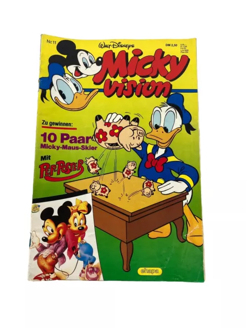 Walt Disneys Micky Vision Heft #11 + Poster ©1987 Hubba Bubba Kaugummi Werbung