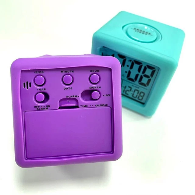 1 PIEZA Despertador Silicona Con Funda Protectora Silicona LED Despertador Cuadrado