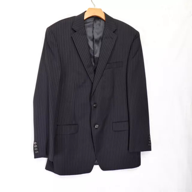 Lauren Ralph Lauren Suit Mens 42L 36 x 30 Black Gray Pinstripe Wool Cuffed Pants