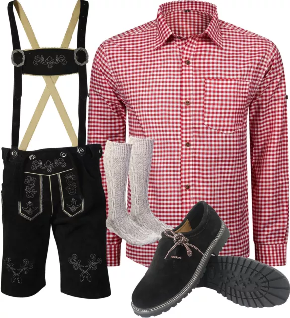 Set Costume Tradizionale Uomo Regionali Corto Pantaloni Folcloristici IN Cuoio