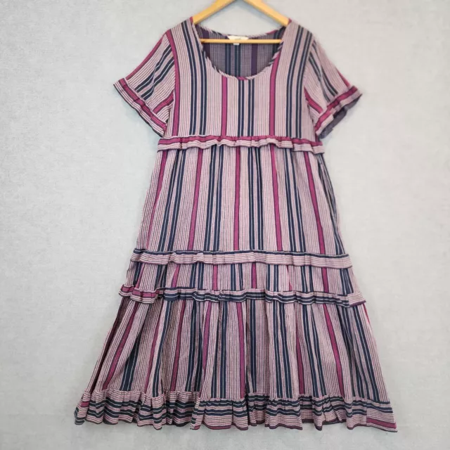 Adrift Dress Womens Size Small Striped Woven A-line Tiered Midi Boho Gypsy Flowy