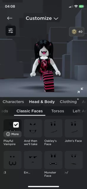 Roblox Limited/Collectible Faces (Playful Vampire/ROBLOX Madness Face)