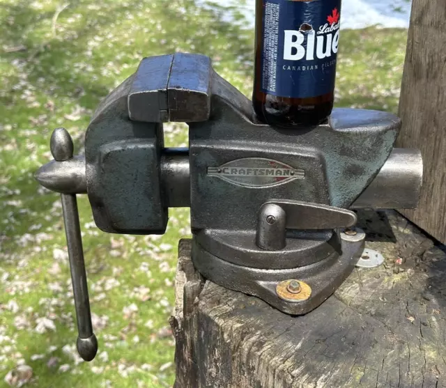 Vintage Sears Craftsman Vise No.5176 360* Swivel Base 3 1/2" Jaws & Anvil 27 Lb.