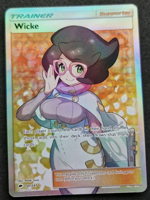 FULL ART Wicke trainer Pokemon 147/147 SM Burning Shadows Holo