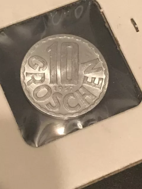 AUSTRIA KM2878 1957 ALUMINUM 10 GROSCHEN COIN 🇦🇹 🇦🇹 Austrian Postwar Nice!