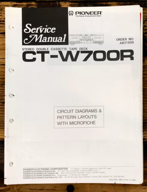Manual de servicio de casete Pioneer CT-W700R *Original*
