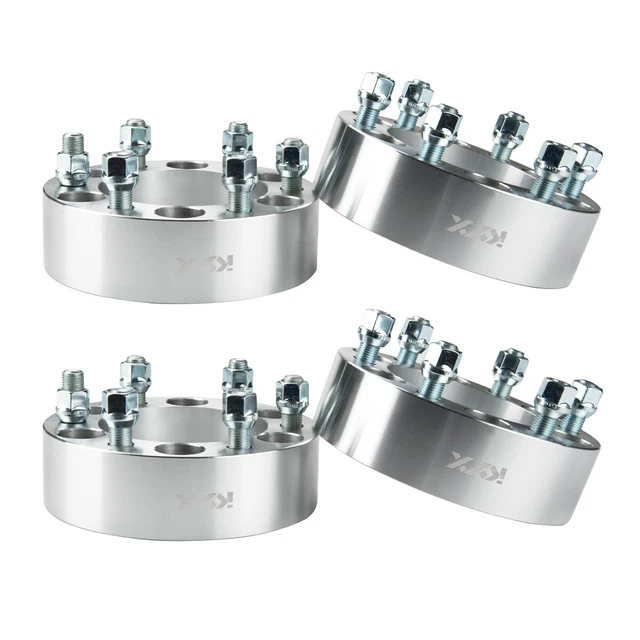 (4) 2 inch 6x5.5 to 6x5.5 Wheel Spacers 14x1.5 Studs For Chevy & GMC Black