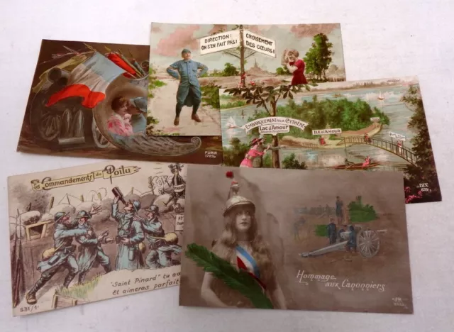 CPA Fantaisie Patriotique - Série de 5 cartes - Militaire
