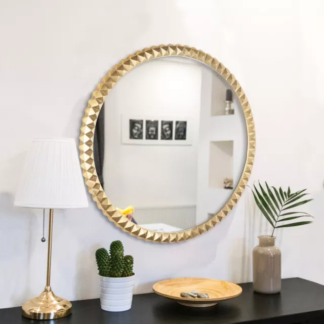 Green Decore Wall Mirror Paragon Brass Look 61cm Round Mirror Elegant-RRP £179