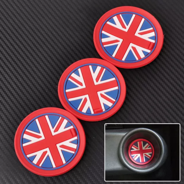 3ST CUPHOLDER EINSATZ UNION JACK Anti-rutsch Matte Für Mini Cooper R55 R56 R57