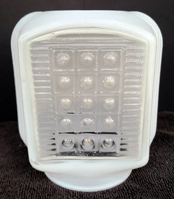 VINTAGE ART DECO MCM 5.5" WHITE MILK GLASS BEADED LIGHT  SHADE w/ 3" FITTER