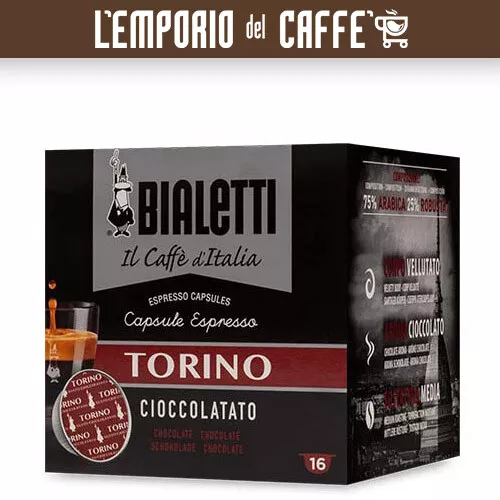 64 Capsules Aluminium I Café D'Italie Bialetti Mélange Torino Goût Chocolat